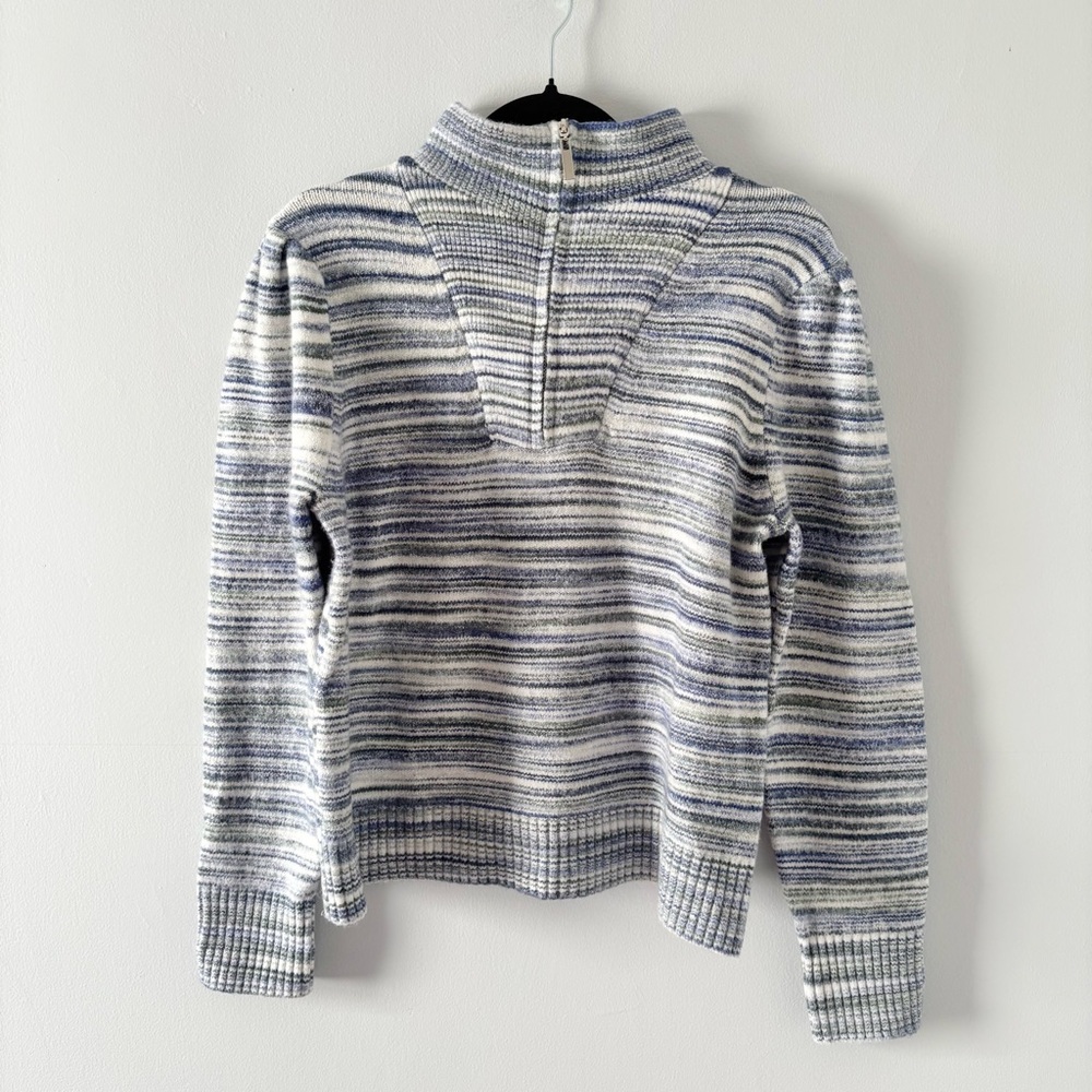J. Society NWT Half Zip Puff Sleeve Sweater Cozy Pullover Heathered Marled